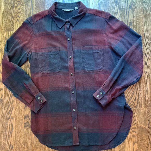 Athleta Tops - Athleta Burgundy and Black Plaid Button-Down Shirt